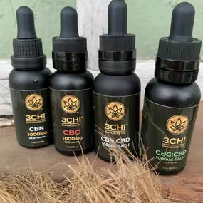 The 3 CHI CBN, CBC, and CBG oils come with the main cannabinoid mixed with CBD and other minor cannabinoids, tailored terpene blend and high concentrations of oil specific terpenes.