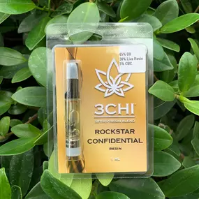 3CHI Delta 8 resin vape cartridge features 1 ml of a potent, natural blend containing 65% delta 8 THC oil, 30% remediated live resin, and 5% CBC.