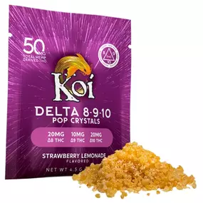 Koi Delta 8-9-10 Pop Crystals - Three types of THC all blended together for an uplifting, but relaxing and mildly euphoric effect.