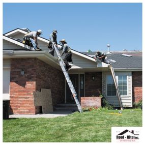 Crew at work on roof replacement