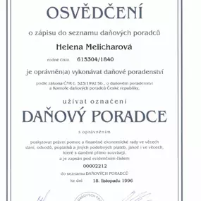 Osvědčení daňového poradce