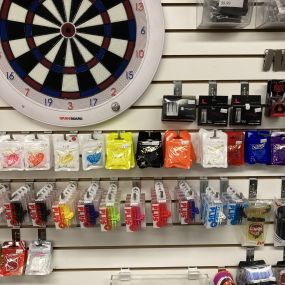 Darts, dart supplies, dart boards, and more are available at Fradon Lock Co.