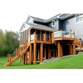 Deck and Screen porch addition, glass railing