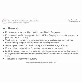 Why Choose Us - Top Surgery Specialists of Los Angeles (Beverly Hills)