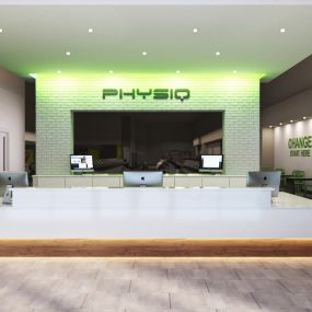 Reception at Physiq Fitness.