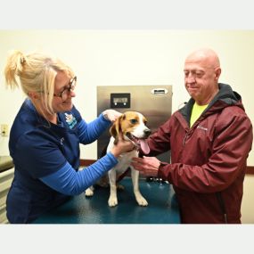 A happy North Buffalo Animal Hospital patient during his exam