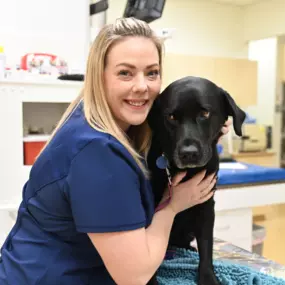 Snuggles with a North Buffalo Animal Hospital patient