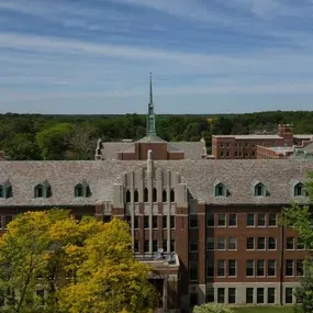 Aerial view of the front entrance