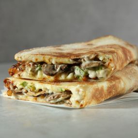 Papa Johns Philly Mushroom Papadia, also available with vegan cheese