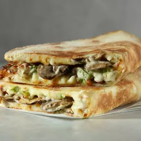 Papa Johns Philly Mushroom Papadia, also available with vegan cheese