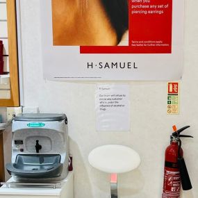 Photo of the ear-piercing station inside the H.Samuel store in Inverness