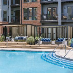 Camden NoDa apartments in Charlotte pool deck with cabanas