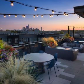 Camden NoDa apartments in Charlotte sky lounge at sunset