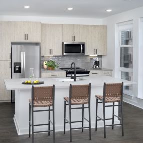 Natural Modern Kitchen with Stand-Alone Island at Camden NoDa in Charlotte, NC