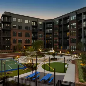 Gaming Courtyard at Dusk at Camden NoDa in Charlotte North Carolina