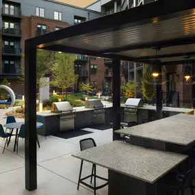 Outdoor Kitchen in the Gathering Courtyard at Camden NoDa in Charlotte North Carolina