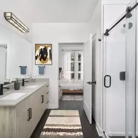 Natural Finish Bathroom with walk-in shower at Camden NoDa in Charlotte, NC