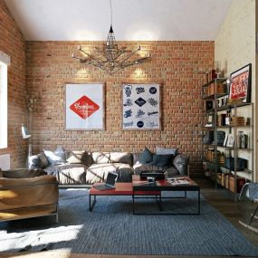 Example of Cream City Lofts Interior Apartment Living room