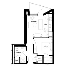 Titletown Flats  A3
1 BEDROOM
1 BATHROOM
From 534 sq.ft. (not including balcony)
Starting at $1595/month