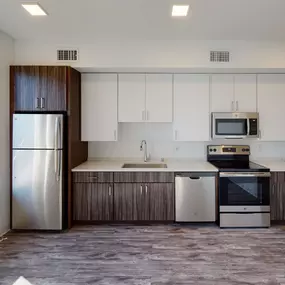 Bridgeview Apartment Kitchen with Stainless steel appliances and natural light