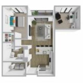 Breakwater 233 Floor Plan Style B7, One Bedroom Apartment, One Bath Apartment in Racine Wisconsin