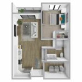 Breakwater 233 Floor Plan Style B4, One Bedroom Apartment, One Bath Apartment in Racine Wisconsin