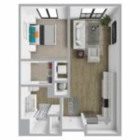 Breakwater 233 Floor Plan Style B2, One Bedroom Apartment, One Bath Apartment in Racine Wisconsin