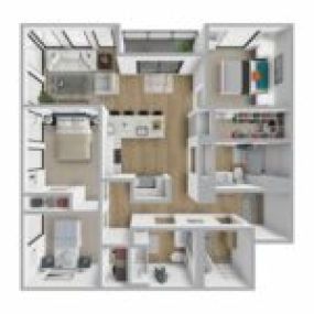 Breakwater 233 Floor Plan Style D1, Three Bedroom Apartment, Two Bath Apartment in Racine Wisconsin