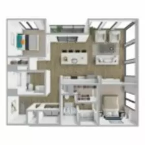 Breakwater 233 Floor Plan Style C2, Two Bedroom Apartment, Two Bath Apartment in Racine Wisconsin