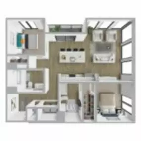 Breakwater 233 Floor Plan Style C3, Two Bedroom Apartment, Two Bath Apartment in Racine Wisconsin