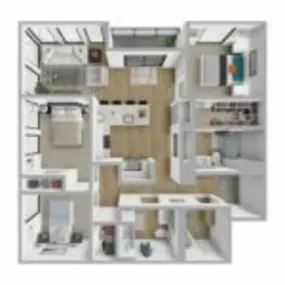 Breakwater 233 Floor Plan Style D1, Three Bedroom Apartment, Two Bath Apartment in Racine Wisconsin