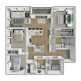 Breakwater 233 Floor Plan Style D1 ADA, Three Bedroom Apartment, Two Bath Apartment in Racine Wisconsin