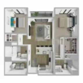 Breakwater 233 Floor Plan Style C1, Two Bedroom Apartment, Two Bath Apartment in Racine Wisconsin