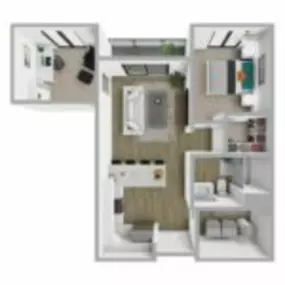 Breakwater 233 Floor Plan Style B6, One Bedroom Apartment, One Bath Apartment in Racine Wisconsin