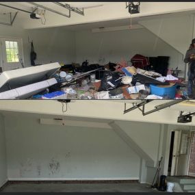 before and after garage junk removal in Raleigh