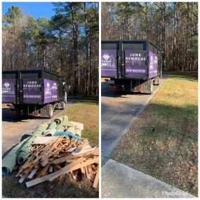 Count Junkula of Raleigh before and after dumpster rental