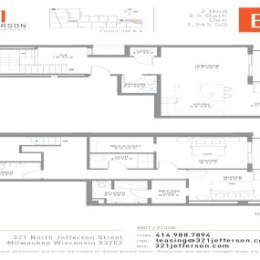 321 Jefferson Two Bedroom Floor Plan B1 1945 Sq Ft