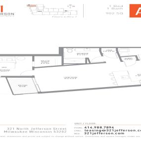 321 Jefferson One Bedroom Floor Plan A5 902 Sq Ft