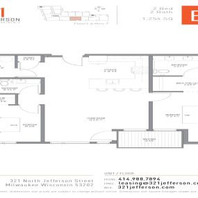 321 Jefferson Two Bedroom Floor Plan B4 1254 Sq Ft