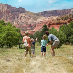 Kids with camp guide