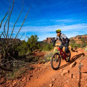 Bikers coming down a trail