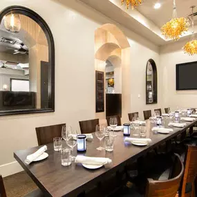 The Greve private dining room offers space for up to 16 guests and is equipped with A/V capabilities and TV, making it the perfect choice for your small, intimate gatherings.