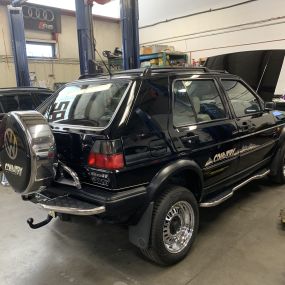An immaculate Volkswagen Golf Country circa 1991 in for transmission repair.