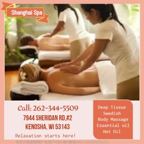 Our traditional full body massage in Kenosha, WI 
includes a combination of different massage therapies like 
Swedish Massage, Deep Tissue, Sports Massage, Hot Oil Massage at reasonable prices.