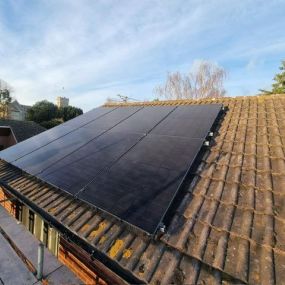 A solar panel installation during installation