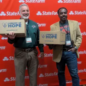 New Mexico State Farm Agents packing bags of personal hygiene products for Convoy of Hope. Picture with Agent Jason Chandler, Rio Rancho, NM. Call us today for a free auto quote!