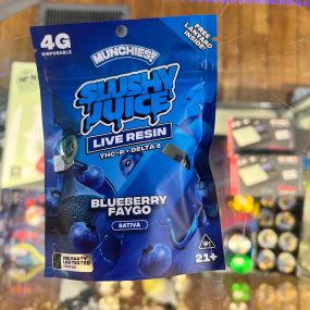 Munchies Slushy Juice Live Resin THC-P Delta 8 D8 Hemp Blueberry Faygo Sativa 4 Gram Disposable