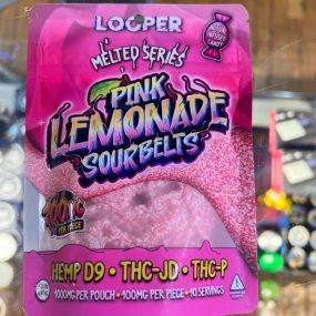 Looper Melted Series Actual Infused Candy Pink Lemonade Sourbelts Hemp D8 D9 THC-JD THC-P Delta Hemp 1000MG Per Pouch