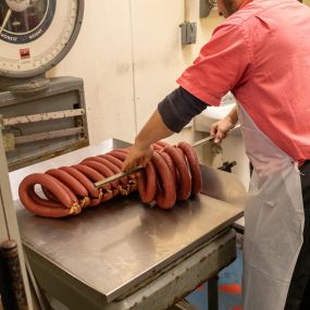 A staple in Amish Country since 1972, Farmerstown Meats has more than a half-century expertise in meat processing. 
Our butcher is well versed in all cuts of beef and pork, as well as lamb, goat and wild game (deer, elk, moose, bear). As a custom butcher shop, we receive the animal carcass from the slaughterhouse and develop a cut list, then slice and package the meat to customer’s specifications.