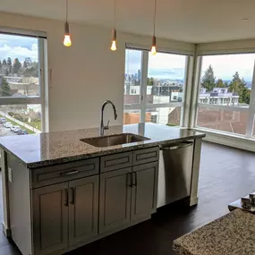 Apartment Interior with Kitchen Island